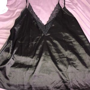 Black Satin Tank Top